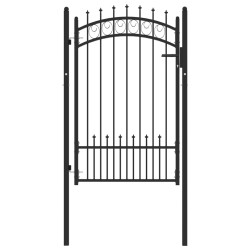 vidaXL Puerta de valla con picos acero negro 100x150 cm
