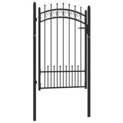 vidaXL Puerta de valla con picos acero negro 100x150 cm