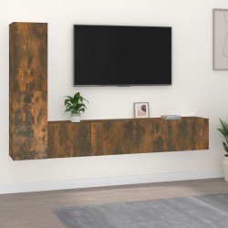 vidaXL Set de muebles de TV 4 pzas madera contrachapada roble ahumado
