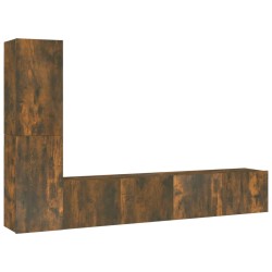 vidaXL Set de muebles de TV 4 pzas madera contrachapada roble ahumado