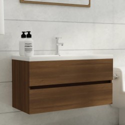 vidaXL Mueble de lavabo madera contrachapada roble marrón 90x38,5x45cm