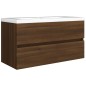vidaXL Mueble de lavabo madera contrachapada roble marrón 90x38,5x45cm vidaXL Mueble de lavabo madera contrachapada roble marrón 90x38,5x45cm