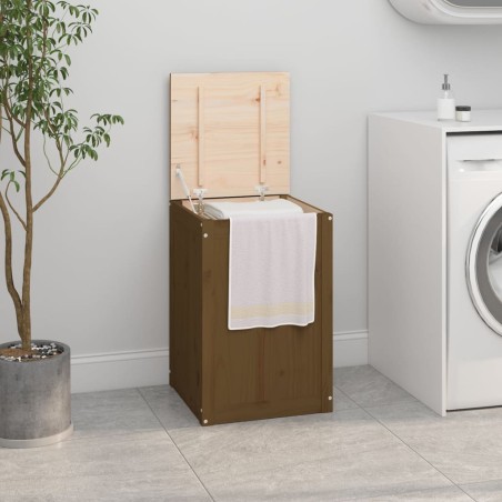 vidaXL Baúl para colada madera maciza pino marrón miel 44x44x66 cm