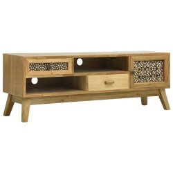 vidaXL Mueble para TV madera tallada marrón 120x30x42 cm