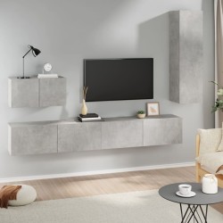 vidaXL Set de muebles de TV 4 pzas madera contrachapada gris hormigón