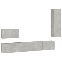 vidaXL Set de muebles de TV 4 pzas madera contrachapada gris hormigón