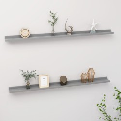 vidaXL Estantes de pared 2 unidades gris 115x9x3 cm