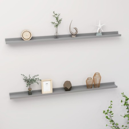 vidaXL Estantes de pared 2 unidades gris 115x9x3 cm