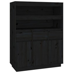 vidaXL Aparador alto de madera maciza de pino negro 89x40x116,5 cm