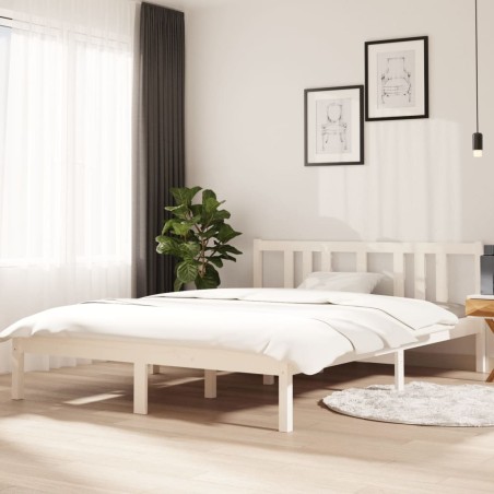 vidaXL Estructura de cama madera maciza blanca 140x200 cm