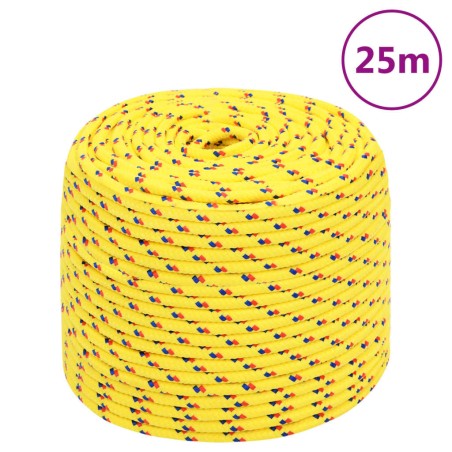 vidaXL Cuerda de barco polipropileno amarillo 10 mm 25 m