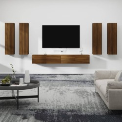 vidaXL Set de muebles para TV 6 pzas madera contrachapada roble marrón