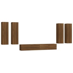 vidaXL Set de muebles para TV 6 pzas madera contrachapada roble marrón