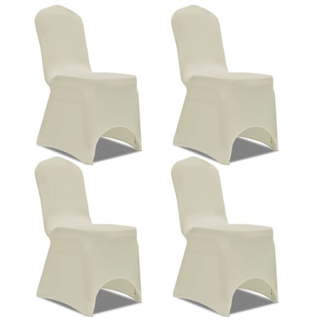 vidaXL Funda para silla elástica 4 unidades crema