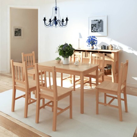 vidaXL Conjunto de comedor 7 piezas madera de pino