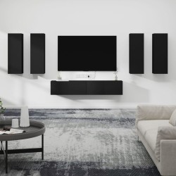 vidaXL Set de muebles para TV 6 piezas madera contrachapada negro