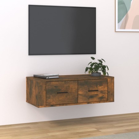 vidaXL Mueble de TV colgante madera roble ahumado 80x36x25 cm