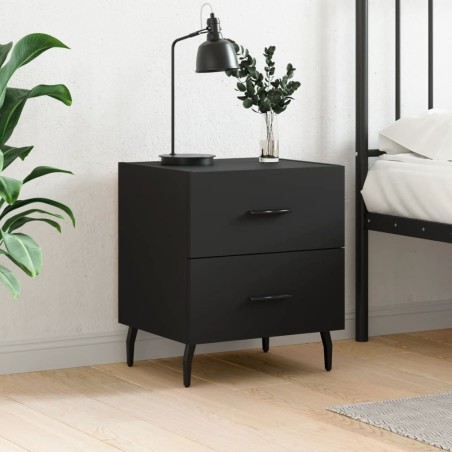 vidaXL Mesita de noche madera de ingeniería negro 40x35x47,5 cm