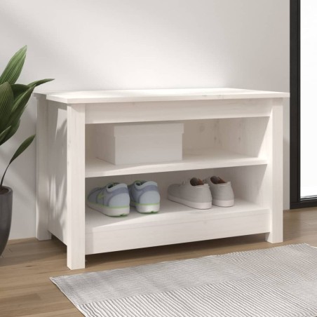 vidaXL Banco zapatero madera de pino maciza blanco 70x38x45,5 cm