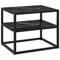 vidaXL Mesa de consola negro vidrio templado 50x40x40 cm