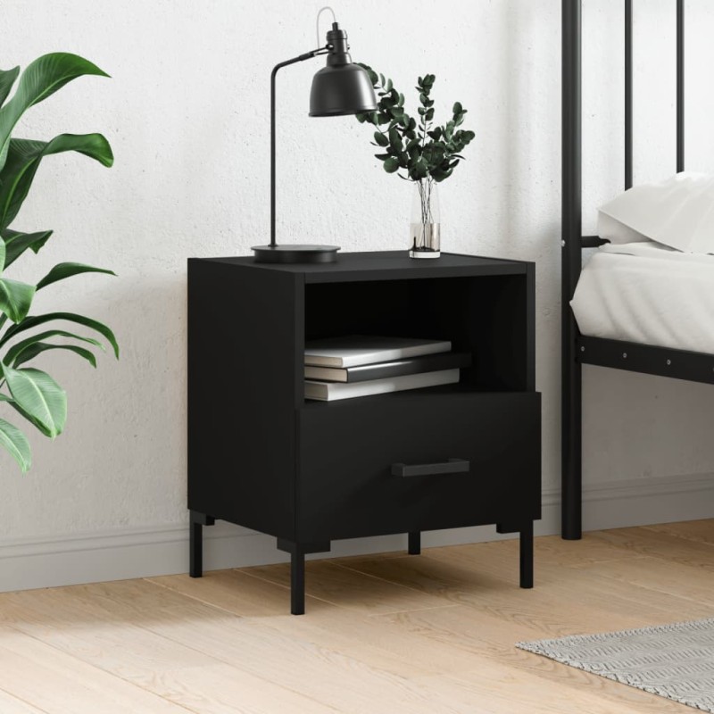 vidaXL Mesita de noche madera de ingeniería negro 40x35x47,5 cm vidaXL Mesita de noche madera de ingeniería negro 40x35x47,5 cm