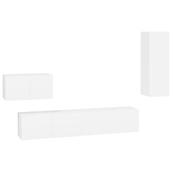 vidaXL Set de muebles para TV 4 piezas madera contrachapada blanco