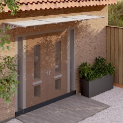 vidaXL Marquesina puerta policarbonato gris y transparente 297,5x90cm