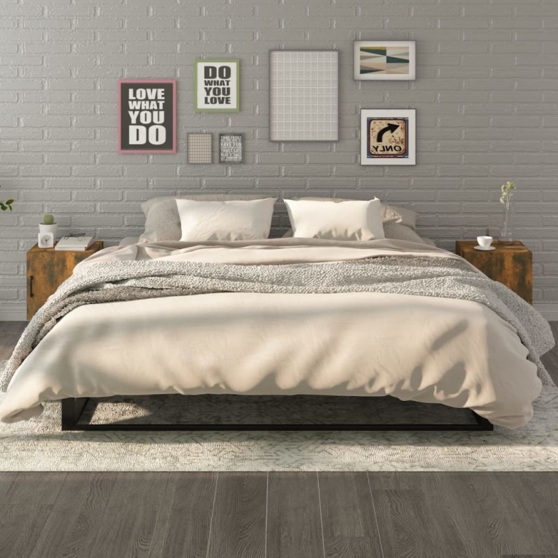 vidaXL Mesitas de noche 2 uds madera contrachapada color roble ahumado vidaXL Mesitas de noche 2 uds madera contrachapada color roble ahumado