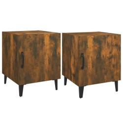 vidaXL Mesitas de noche 2 uds madera contrachapada color roble ahumado
