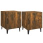 vidaXL Mesitas de noche 2 uds madera contrachapada color roble ahumado vidaXL Mesitas de noche 2 uds madera contrachapada color roble ahumado