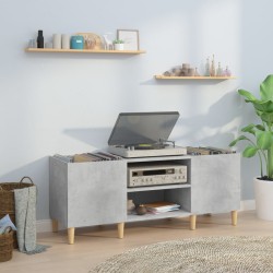 vidaXL Mueble discos madera contrachapada gris hormigón 121x38x48 cm
