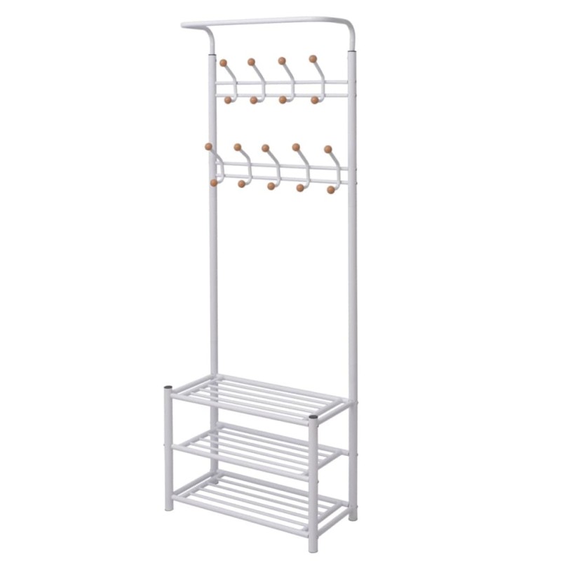 vidaXL Perchero de ropa con repisa para zapatos 68x32x182,5 cm blanco vidaXL Perchero de ropa con repisa para zapatos 68x32x182,5 cm blanco