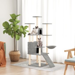 vidaXL Rascador para gatos con postes de sisal gris claro 154 cm
