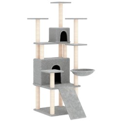 vidaXL Rascador para gatos con postes de sisal gris claro 154 cm