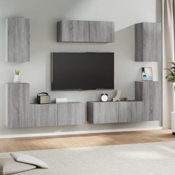 vidaXL Set de muebles para TV 7 pzas madera contrachapada gris Sonoma