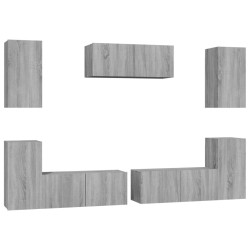 vidaXL Set de muebles para TV 7 pzas madera contrachapada gris Sonoma