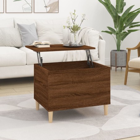 vidaXL Mesa de centro madera contrachapada roble marrón 60x44,5x45 cm