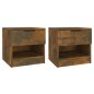 vidaXL Mesitas de noche 2 uds madera contrachapada color roble ahumado vidaXL Mesitas de noche 2 uds madera contrachapada color roble ahumado