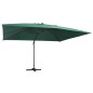vidaXL Sombrilla voladiza luces LED y poste aluminio verde 400x300 cm vidaXL Sombrilla voladiza luces LED y poste aluminio verde 400x300 cm