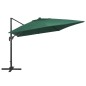 vidaXL Sombrilla voladiza luces LED y poste aluminio verde 400x300 cm vidaXL Sombrilla voladiza luces LED y poste aluminio verde 400x300 cm