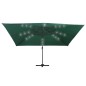 vidaXL Sombrilla voladiza luces LED y poste aluminio verde 400x300 cm vidaXL Sombrilla voladiza luces LED y poste aluminio verde 400x300 cm