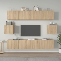 vidaXL Set de muebles para TV 6 pzas madera contrachapada roble sonoma