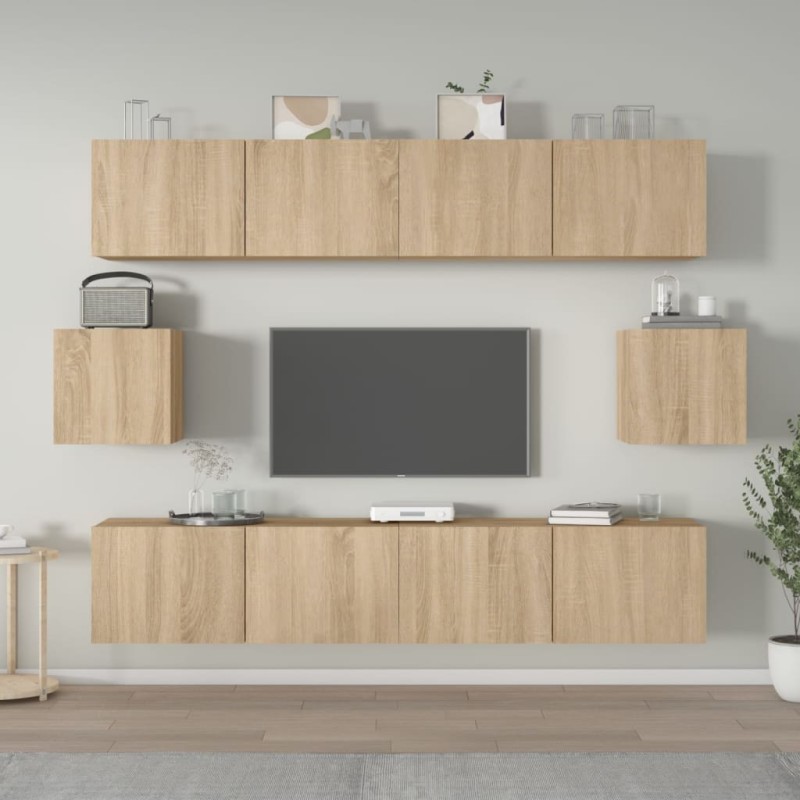 vidaXL Set de muebles para TV 6 pzas madera contrachapada roble sonoma vidaXL Set de muebles para TV 6 pzas madera contrachapada roble sonoma