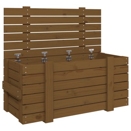 vidaXL Caja almacenaje madera maciza pino marrón miel 91x40,5x42 cm