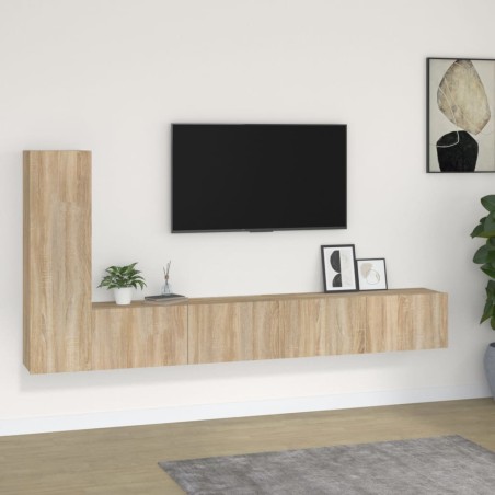 vidaXL Set de muebles para TV 3 pzas madera contrachapada roble sonoma