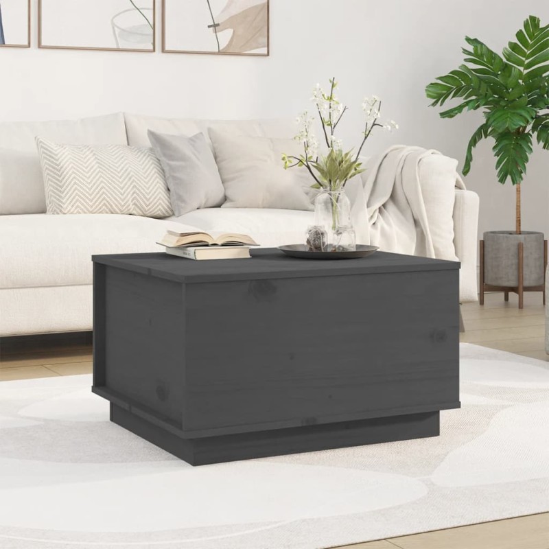 vidaXL Mesa de centro madera maciza de pino gris 60x50x35 cm vidaXL Mesa de centro madera maciza de pino gris 60x50x35 cm