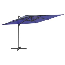 vidaXL Sombrilla colgante con poste de aluminio azul celeste 400x300cm