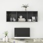 vidaXL Mueble TV pared madera contrachapada gris brillo 37x37x107 cm vidaXL Mueble TV pared madera contrachapada gris brillo 37x37x107 cm