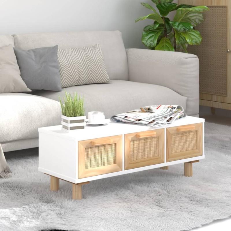 vidaXL Mesa de centro madera contrachapada y de pino blanco 80x40x30cm