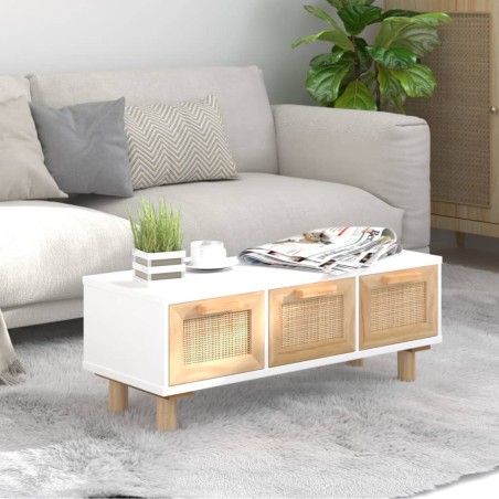 vidaXL Mesa de centro madera contrachapada y de pino blanco 80x40x30cm